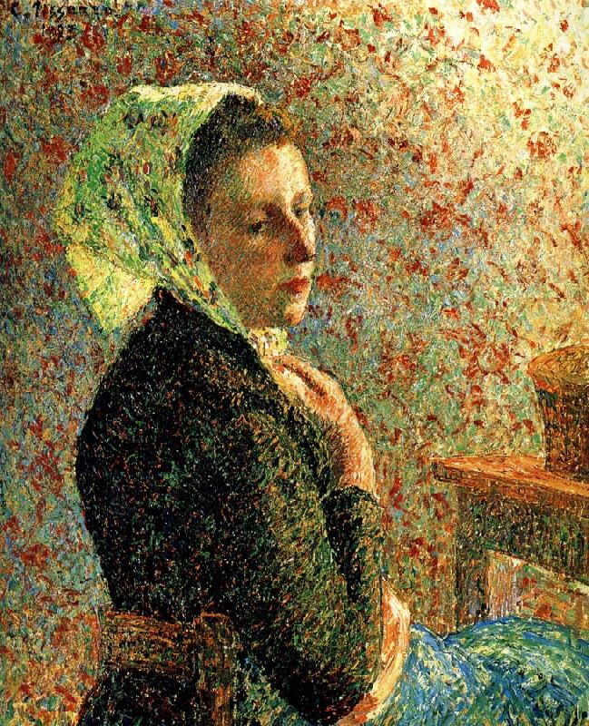 Camille Pissarro Department of green headscarf woman oil painting picture